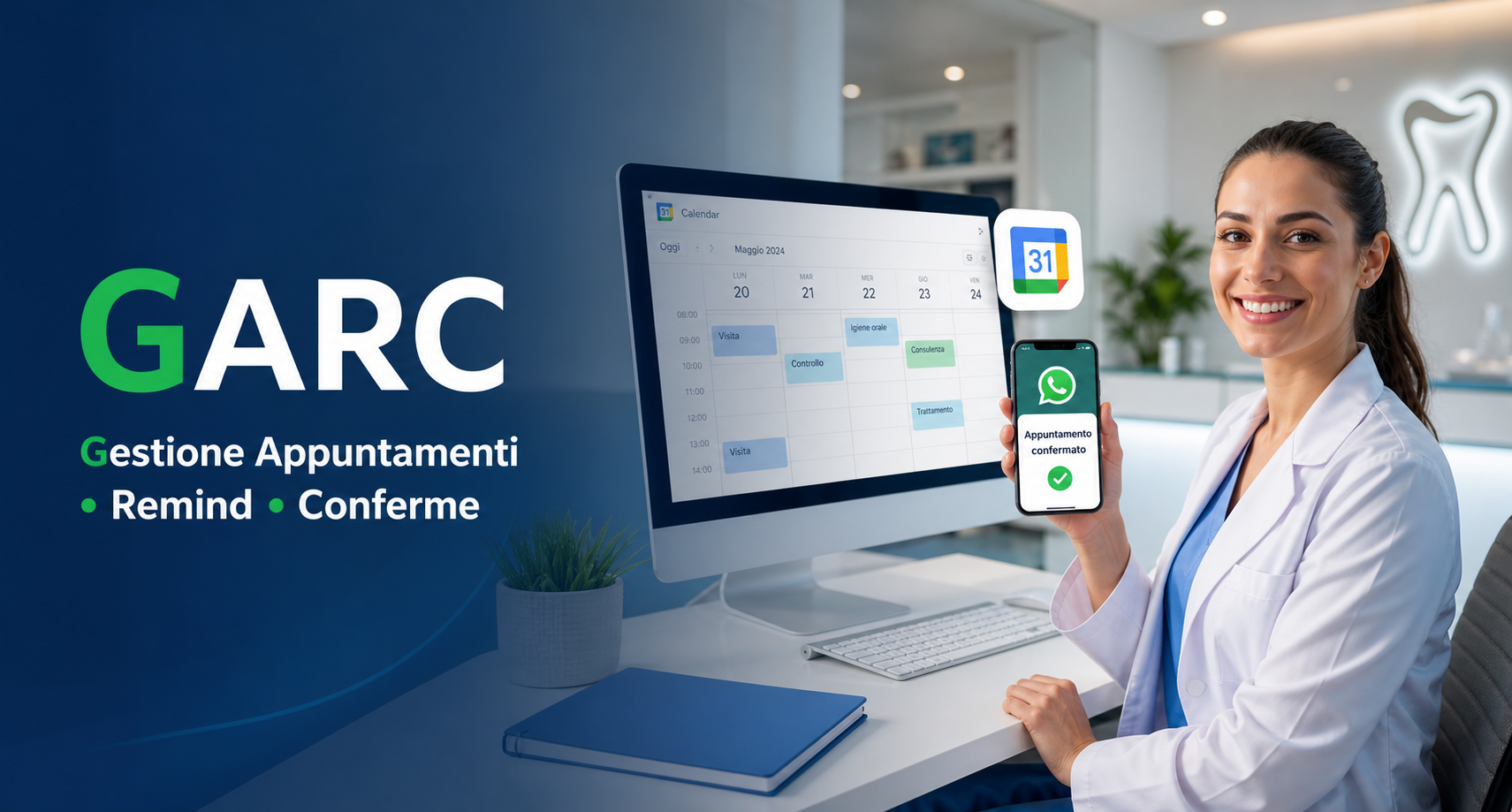 GARC: gestione appuntamenti, reminder e conferme con Google Calendar e WhatsApp