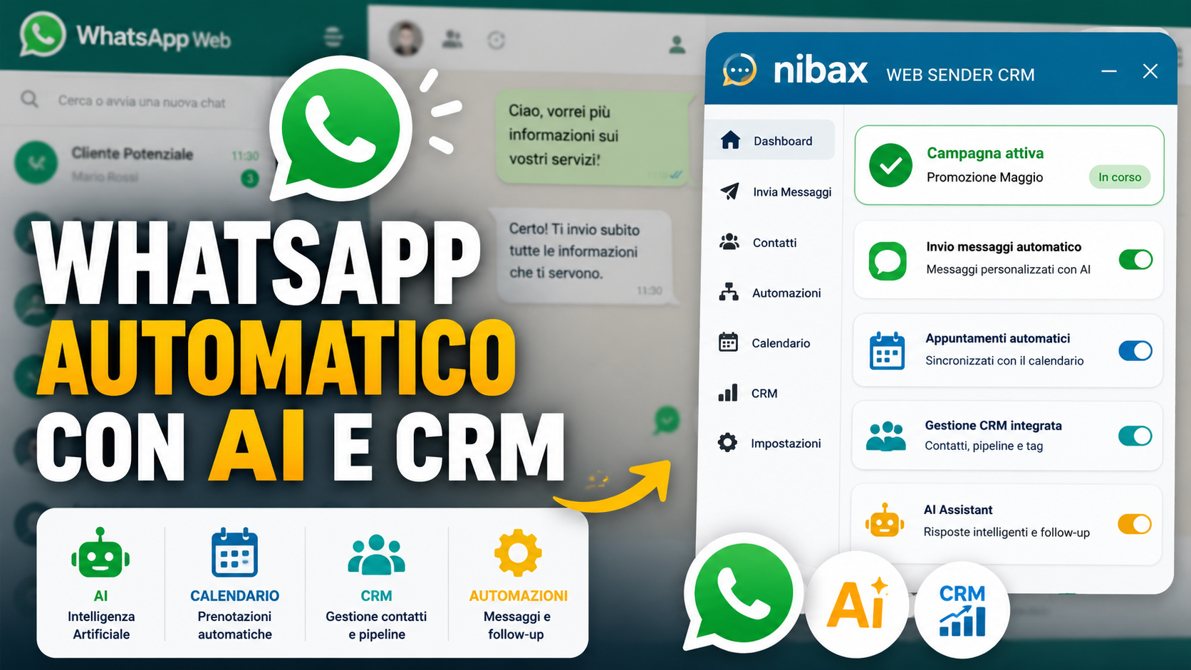 NibaxWebSender-CRM per WhatsApp automatico con intelligenza artificiale, calendario e CRM