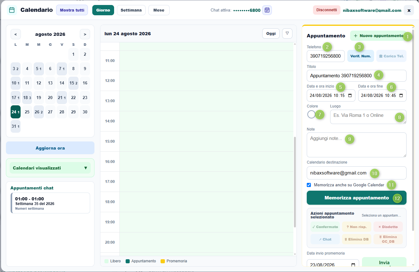 Google Calendar integrato