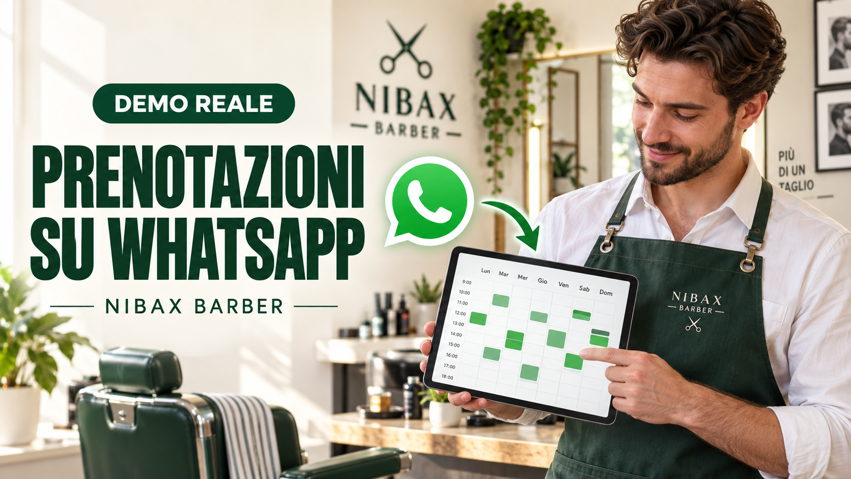 Demo reale delle prenotazioni WhatsApp con NibaxBarber